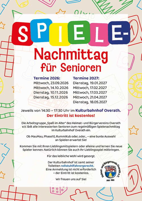 Plakat: Spiele-Nachmittag für Senioren 2026-2027