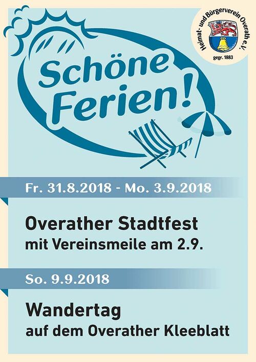 Teaser für das Overather Stadtfest und den Wandertag 2018