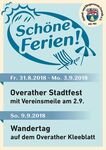 Teaser für das Overather Stadtfest und den Wandertag 2018