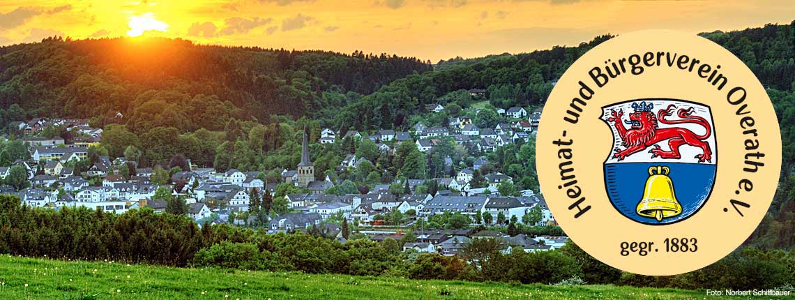 Panorama von Overath mit Logo des Heimat- und Bürgerverein Overath e. V. - Foto: Norbert Schiffbauer