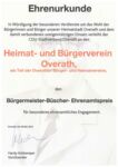 Bürgermeister-Büscher-Ehrenamtspreis an den Heimat- und Bürgerverein Overath